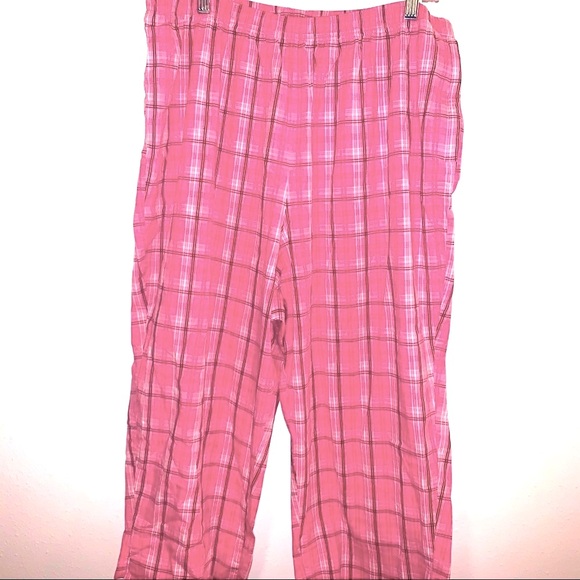 Fashion Bug Retro Size 22 W Stretch Plaid Pink Cotton Spandex Blend Capri - Picture 2 of 6